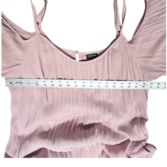TORRID Mauve Cold Shoulder Trapeze Dress Rayon Gauze Lined Relaxed Fit 1 (14/16) - Picture 5 of 9